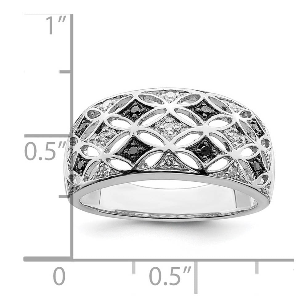 Alternate view of the 1/8 Ctw Black & White Diamond 9mm Tapered Sterling Silver Ring by The Black Bow Jewelry Co.