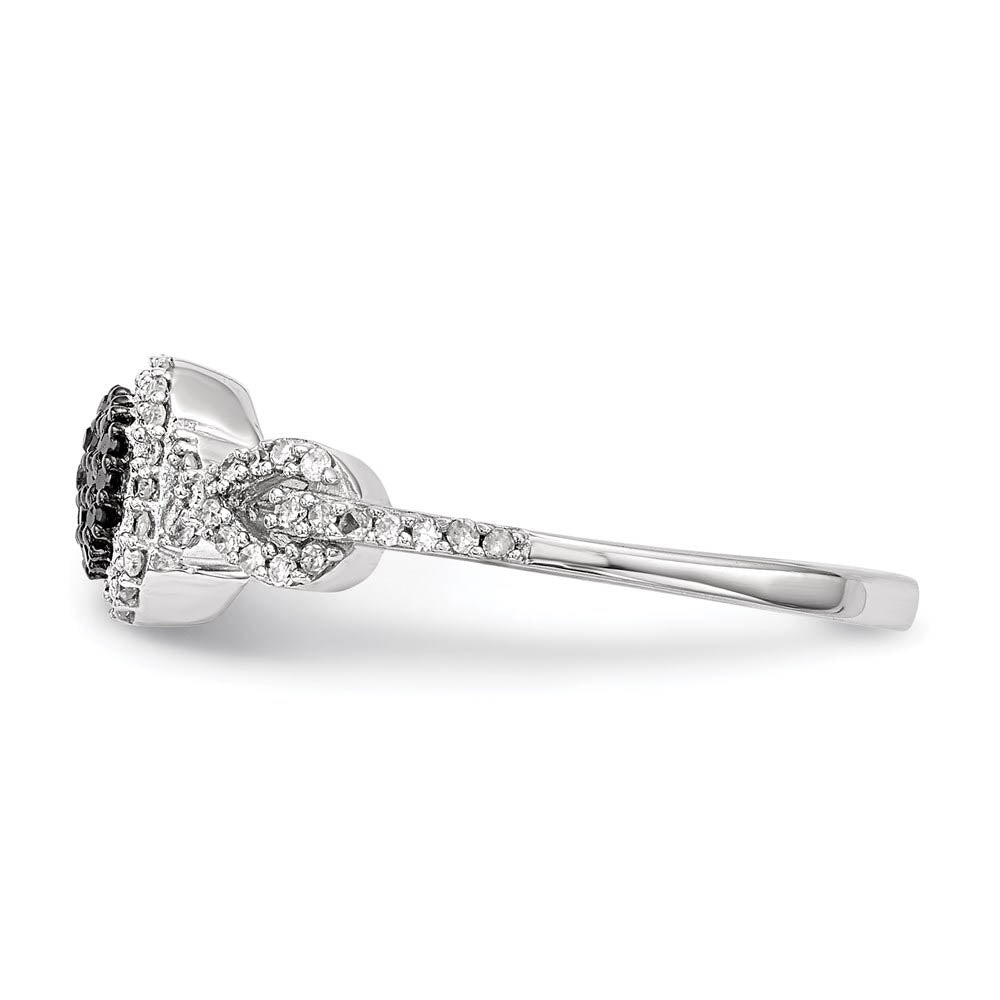 Alternate view of the 1/4 Ctw Black & White Diamond Rectangle Ring in Sterling Silver by The Black Bow Jewelry Co.