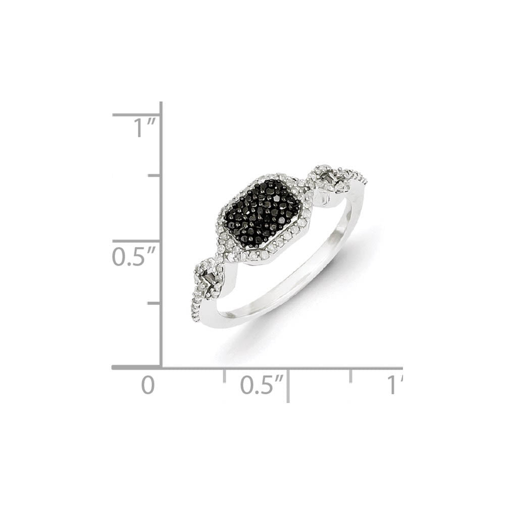 Alternate view of the 1/4 Ctw Black & White Diamond Rectangle Ring in Sterling Silver Size 6 by The Black Bow Jewelry Co.