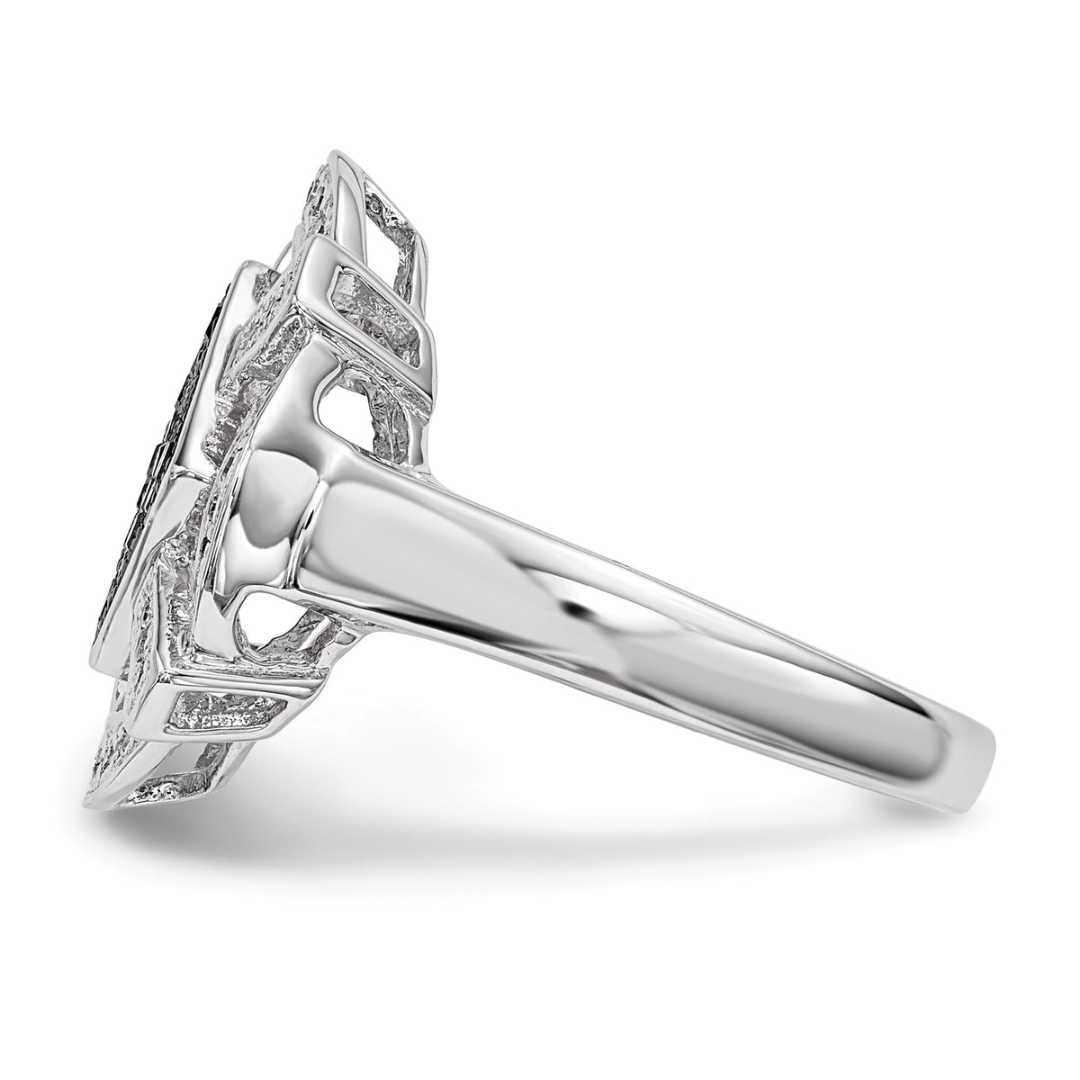 Alternate view of the 1/3 Cttw Black & White Diamond Rhombus Ring in Sterling Silver by The Black Bow Jewelry Co.