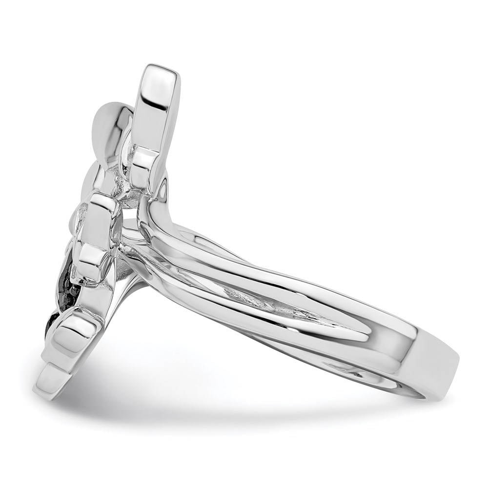 Alternate view of the 1/20 Ctw Black & White Diamond Butterfly Ring in Sterling Silver Sz 6 by The Black Bow Jewelry Co.