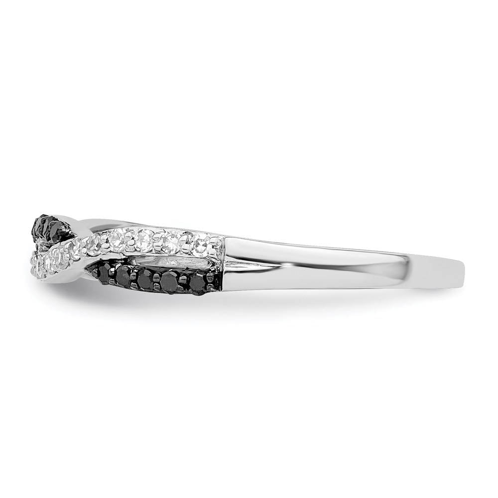 Alternate view of the 1/5 Ctw Black & White Diamond Twisted Ring in Sterling Silver by The Black Bow Jewelry Co.
