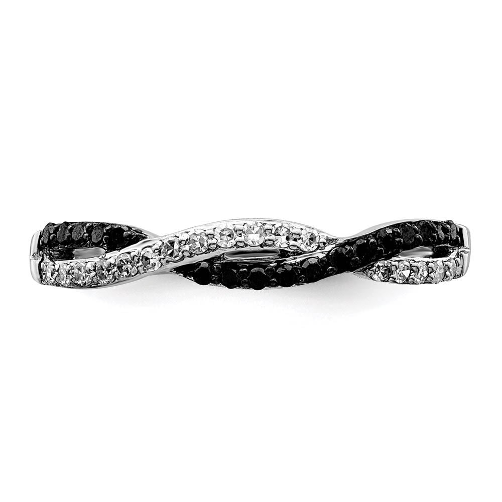 Alternate view of the 1/5 Ctw Black & White Diamond Twisted Ring in Sterling Silver Size 6 by The Black Bow Jewelry Co.