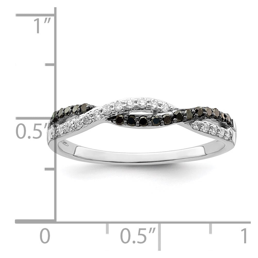 Alternate view of the 1/5 Ctw Black & White Diamond Twisted Ring in Sterling Silver Size 6 by The Black Bow Jewelry Co.