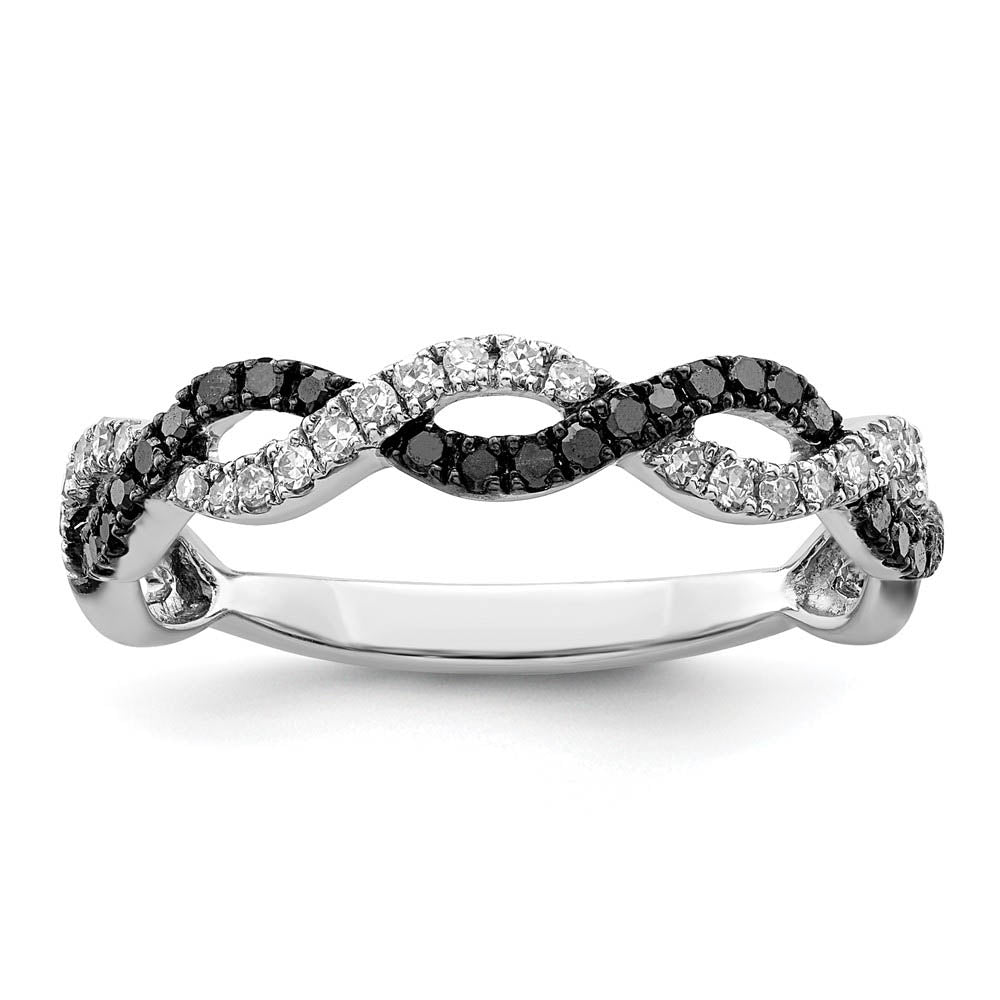 1/3 Ctw Black & White Diamond Twisted Ring in Sterling Silver, Item R10837 by The Black Bow Jewelry Co.