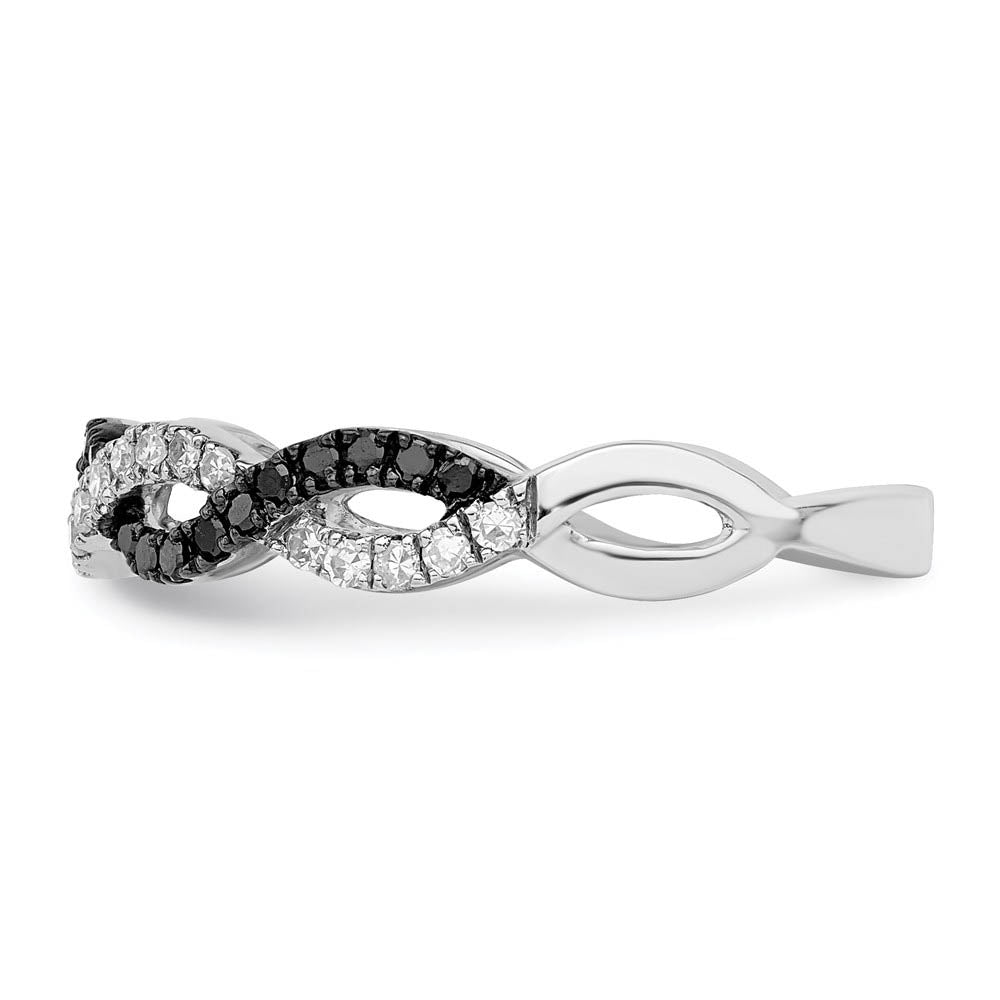 Alternate view of the 1/3 Ctw Black & White Diamond Twisted Ring in Sterling Silver by The Black Bow Jewelry Co.