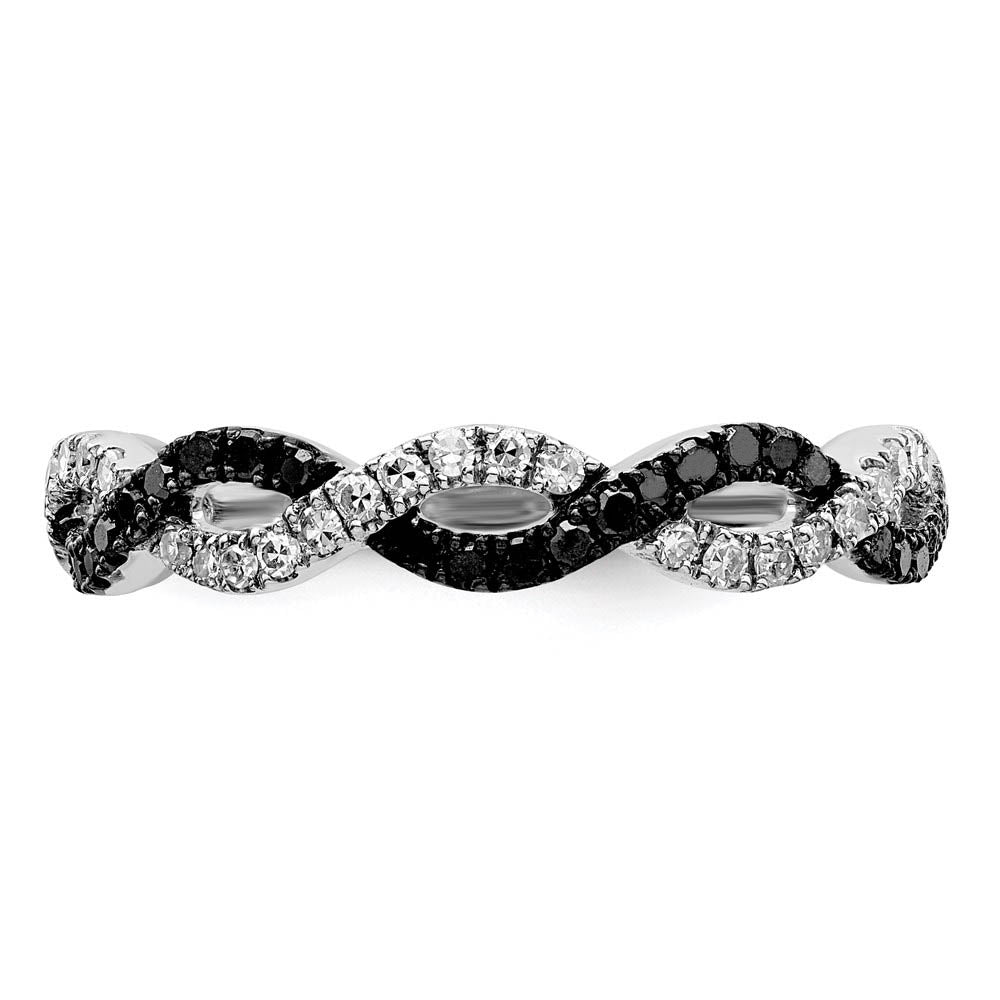 Alternate view of the 1/3 Ctw Black & White Diamond Twisted Ring in Sterling Silver Size 6 by The Black Bow Jewelry Co.