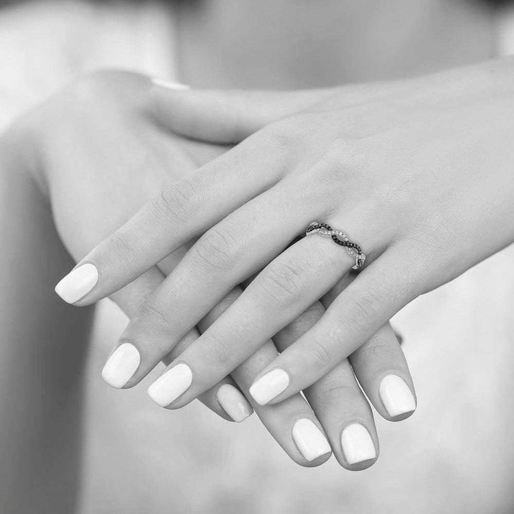 Alternate view of the 1/3 Ctw Black & White Diamond Twisted Ring in Sterling Silver by The Black Bow Jewelry Co.