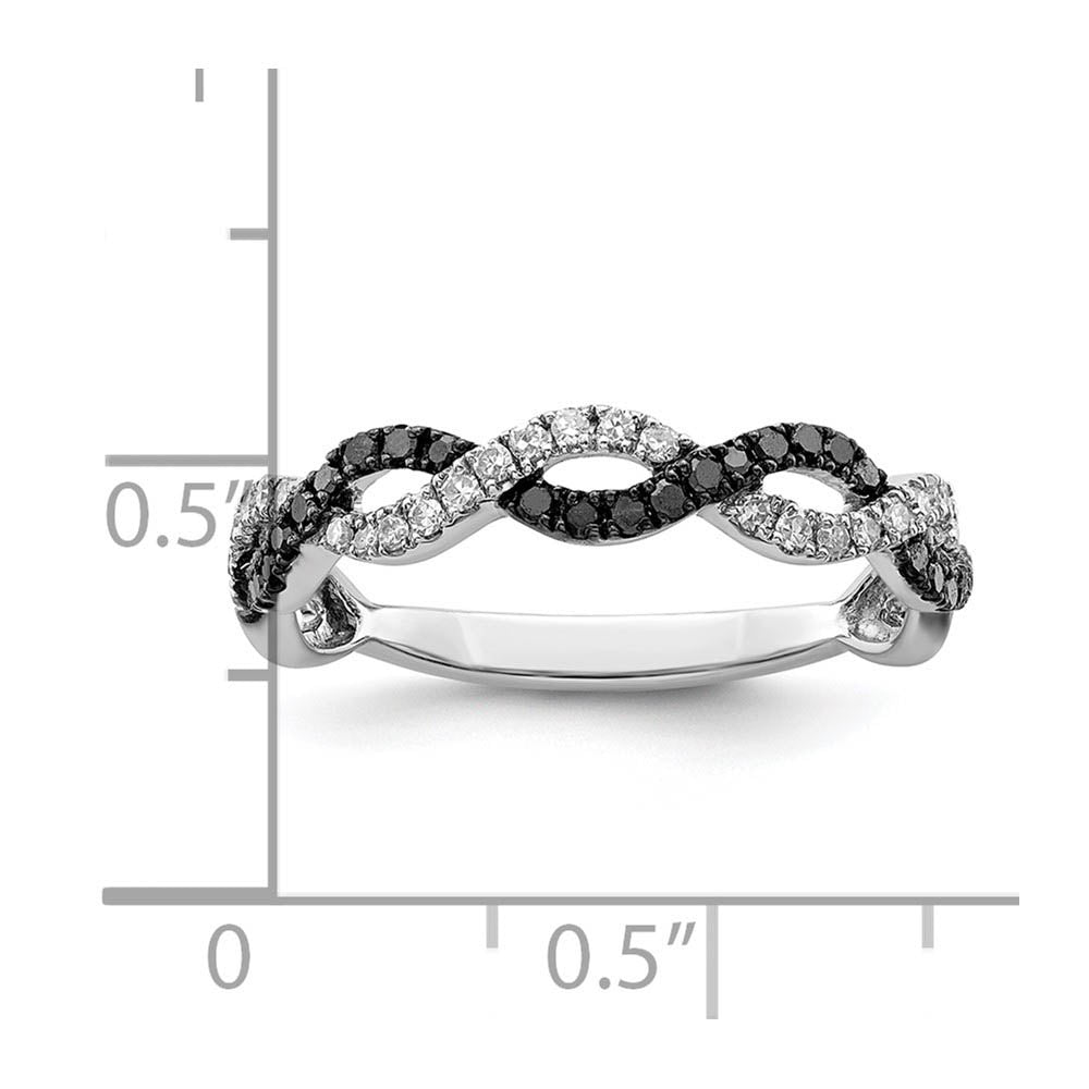 Alternate view of the 1/3 Ctw Black & White Diamond Twisted Ring in Sterling Silver Size 6 by The Black Bow Jewelry Co.