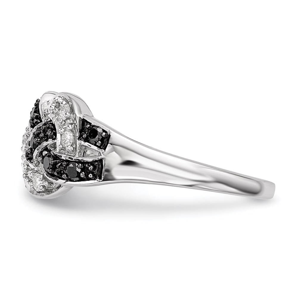 Alternate view of the 1/4 Ctw Black & White Diamond Woven Tapered Ring in Sterling Silver by The Black Bow Jewelry Co.