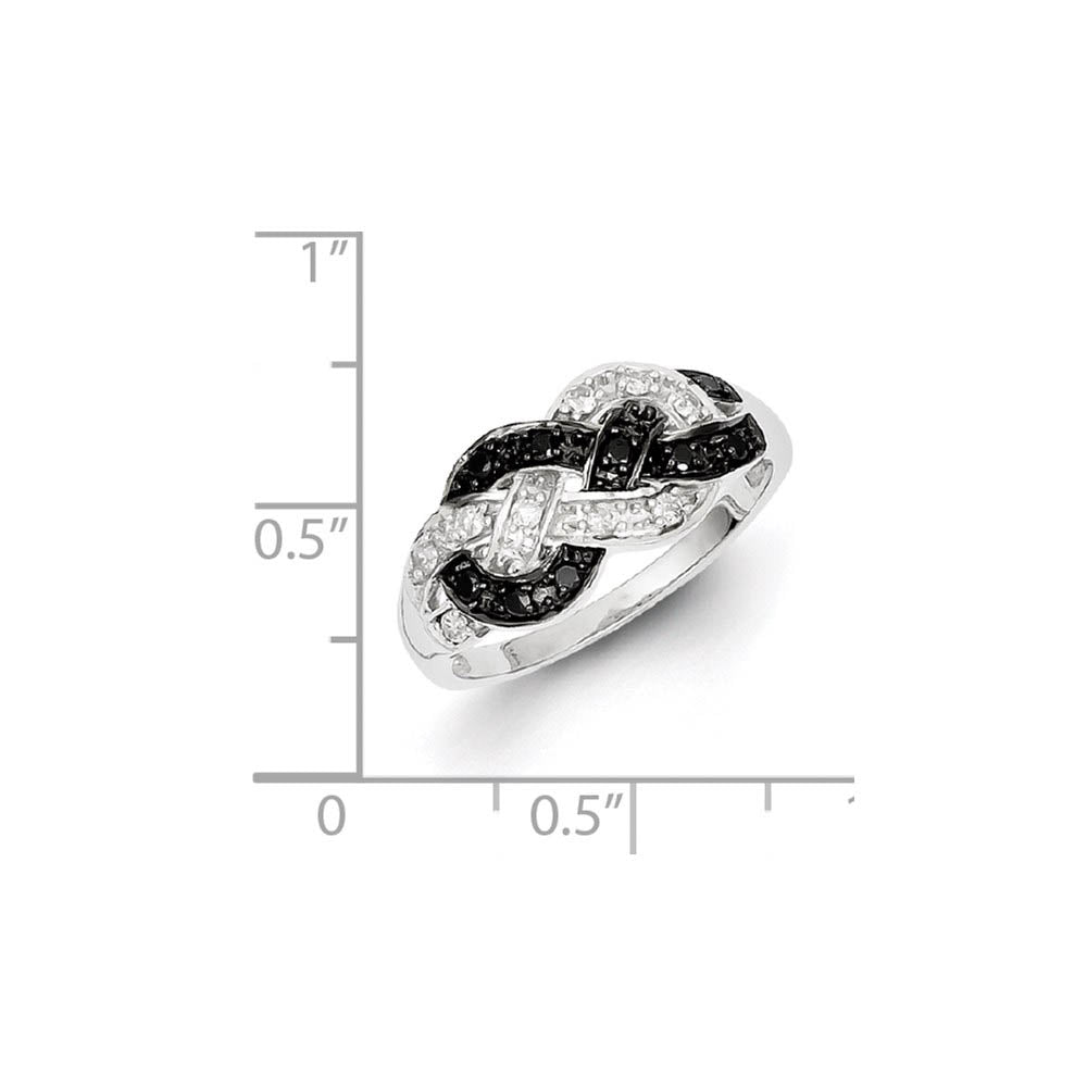 Alternate view of the 1/4 Ctw Black & White Diamond Woven Ring in Sterling Silver Size 6 by The Black Bow Jewelry Co.