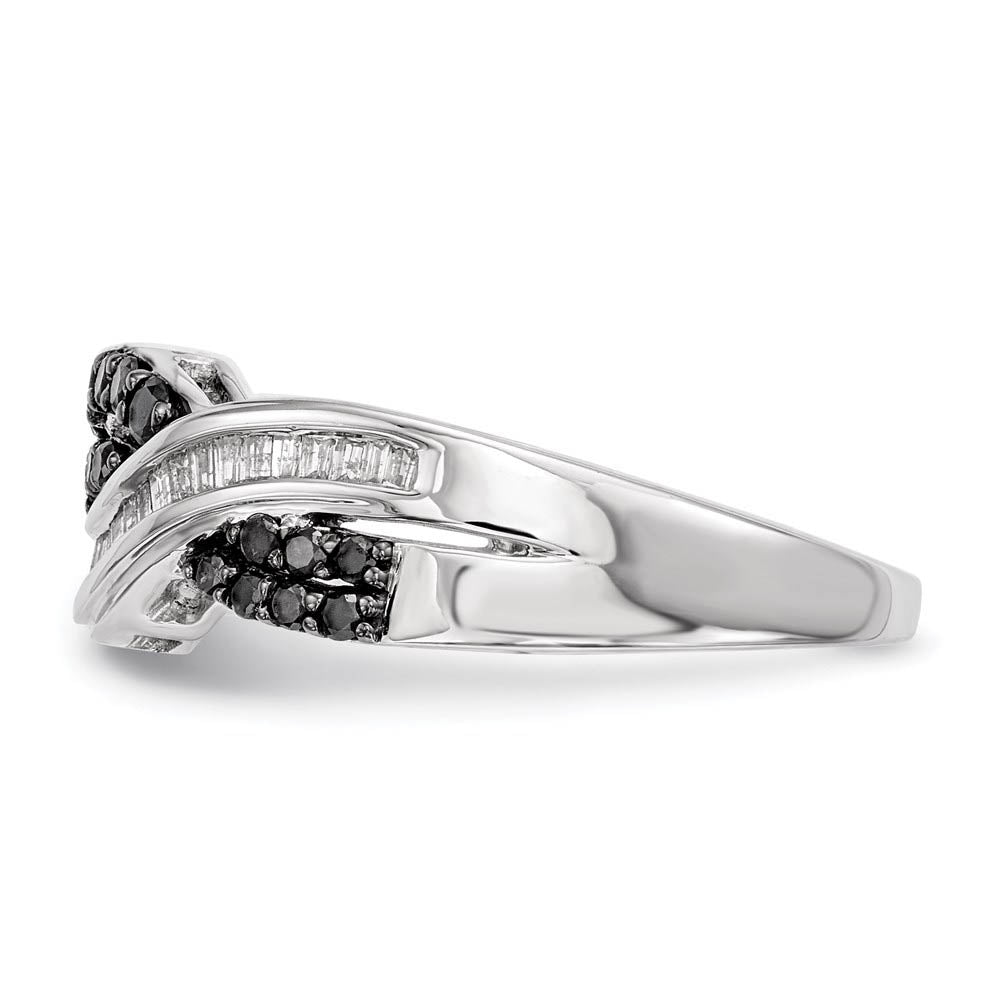 Alternate view of the 1/2 Ctw Black & White Diamond Crossover Sterling Silver Ring by The Black Bow Jewelry Co.
