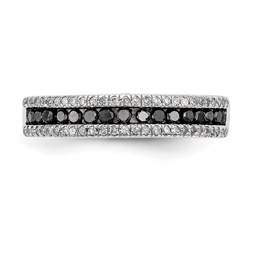 Alternate view of the 1/2 Ctw Black & White Diamond 4mm Tapered Sterling Silver Ring Size 6 by The Black Bow Jewelry Co.