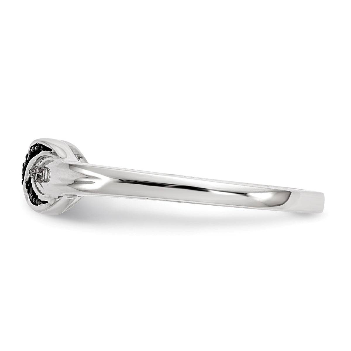 Alternate view of the 1/20 Ctw Black & White Diamond X Ring in Sterling Silver Size 6 by The Black Bow Jewelry Co.