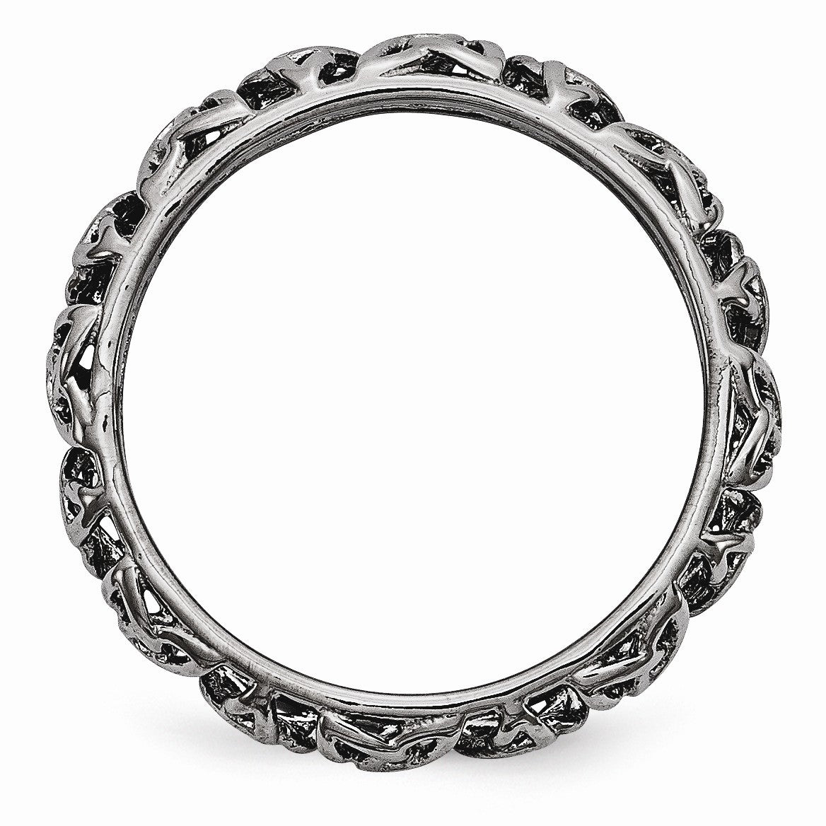 Alternate view of the Black-plated Sterling Silver Stackable 3.5mm Celtic Knot Band by The Black Bow Jewelry Co.