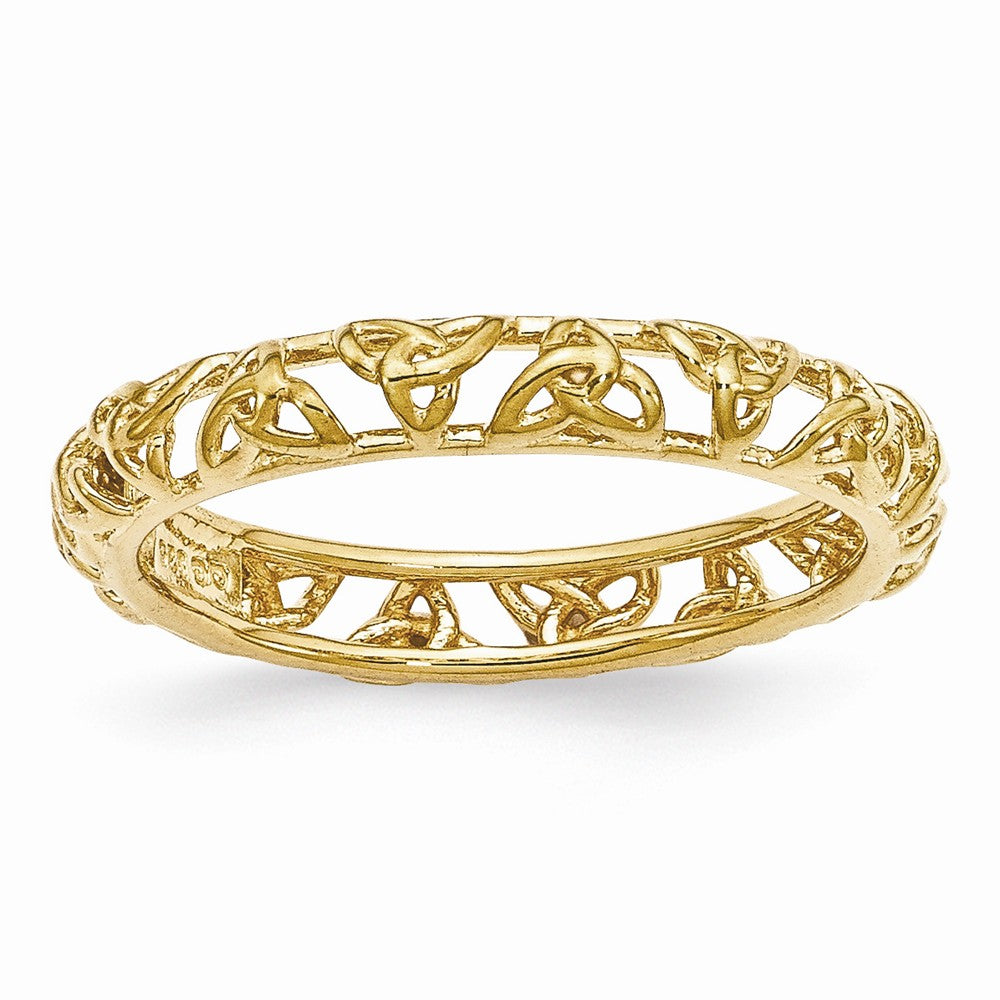 Gold Tone Plated Sterling Silver Stackable 3.5mm Celtic Knot Band, Item R10897 by The Black Bow Jewelry Co.