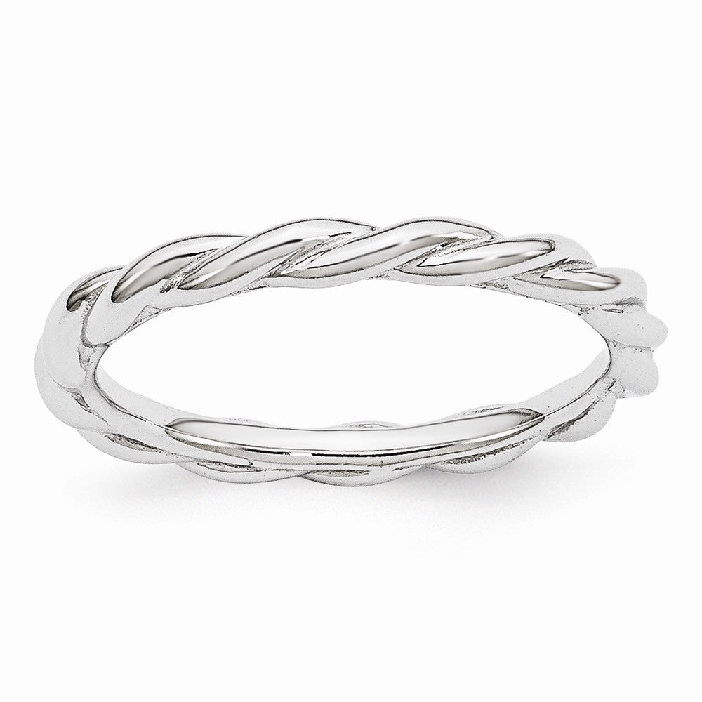 2.25mm Rhodium Plated Sterling Silver Stackable Expressions Twist Band, Item R10899 by The Black Bow Jewelry Co.