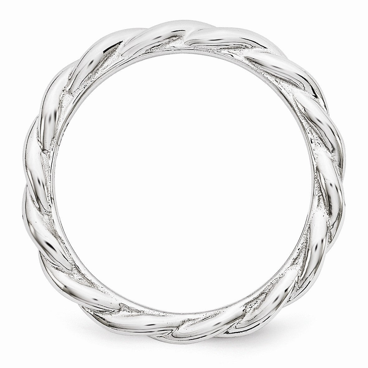Alternate view of the 2.25mm Rhodium Plated Sterling Silver Stackable Expressions Twist Band by The Black Bow Jewelry Co.