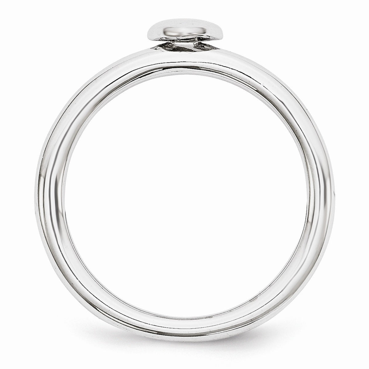 Alternate view of the Rhodium Sterling Silver Stackable 4.5mm Puffed Heart Ring by The Black Bow Jewelry Co.