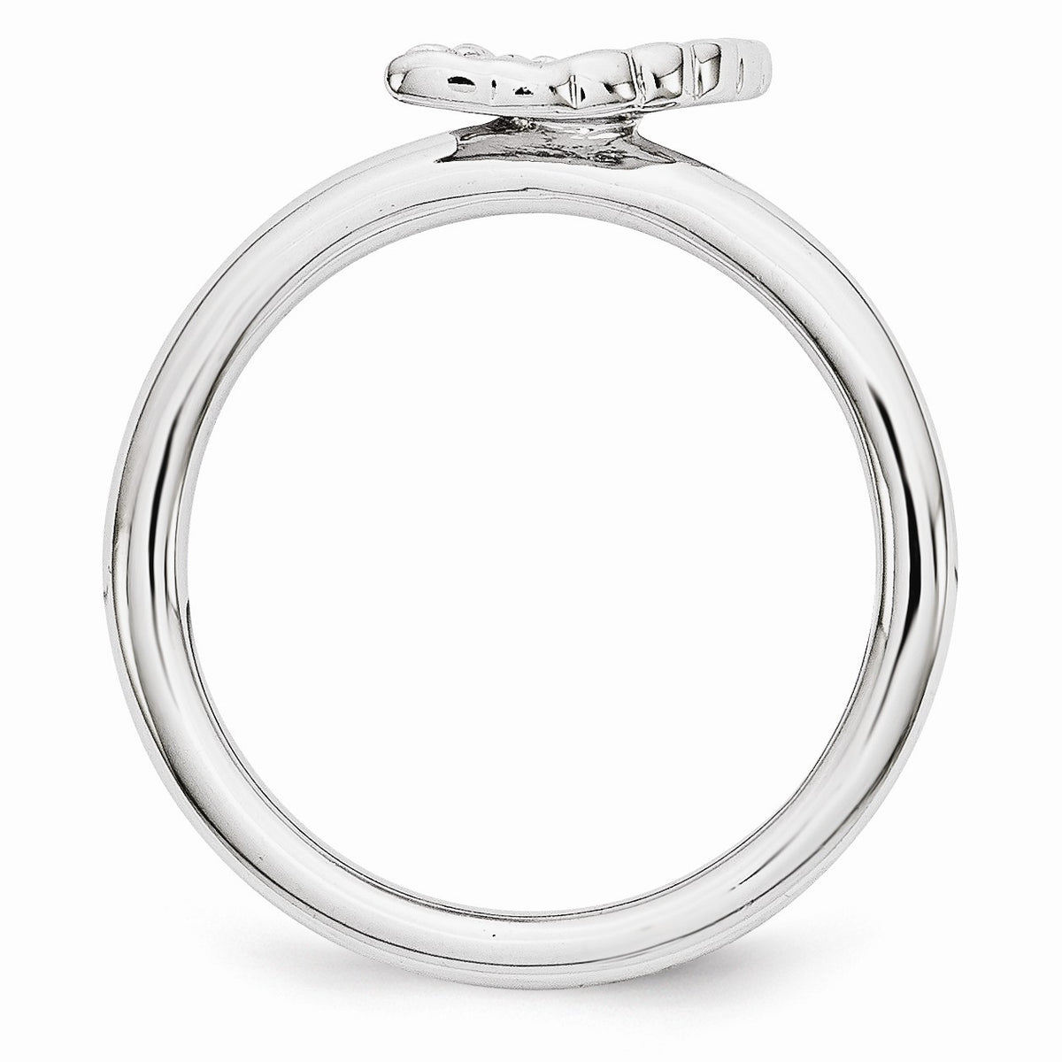 Alternate view of the Rhodium Plated Sterling Silver Stackable 6mm Angel Wing Ring by The Black Bow Jewelry Co.