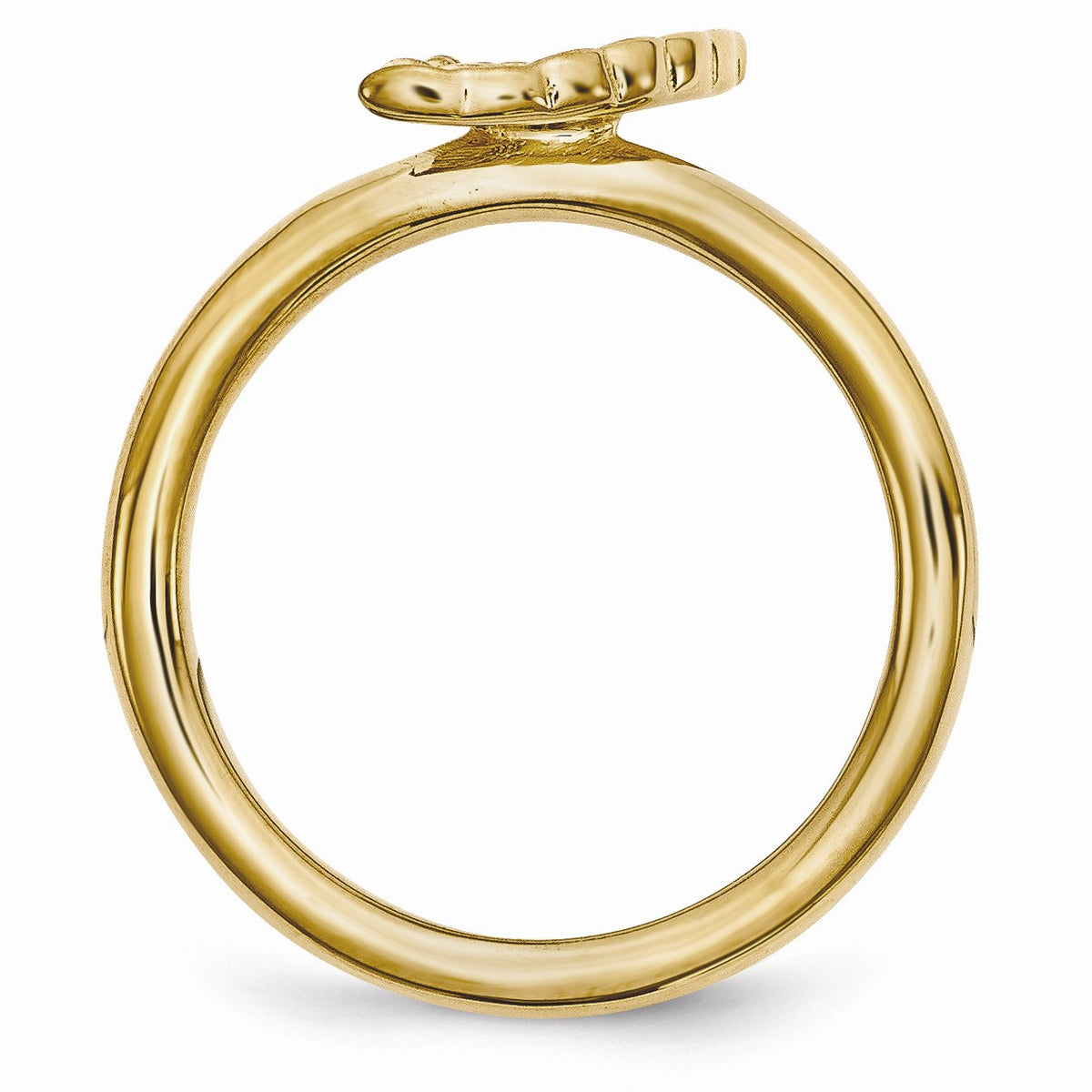 Alternate view of the Gold Tone Plated Sterling Silver Stackable 6mm Angel Wing Ring by The Black Bow Jewelry Co.