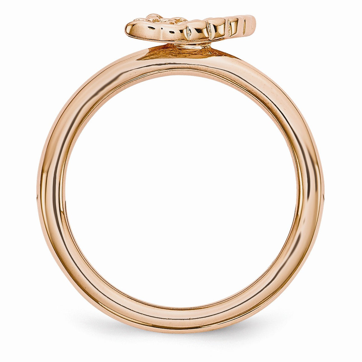 Alternate view of the Rose Gold Tone Plated Sterling Silver Stackable 6mm Angel Wing Ring by The Black Bow Jewelry Co.