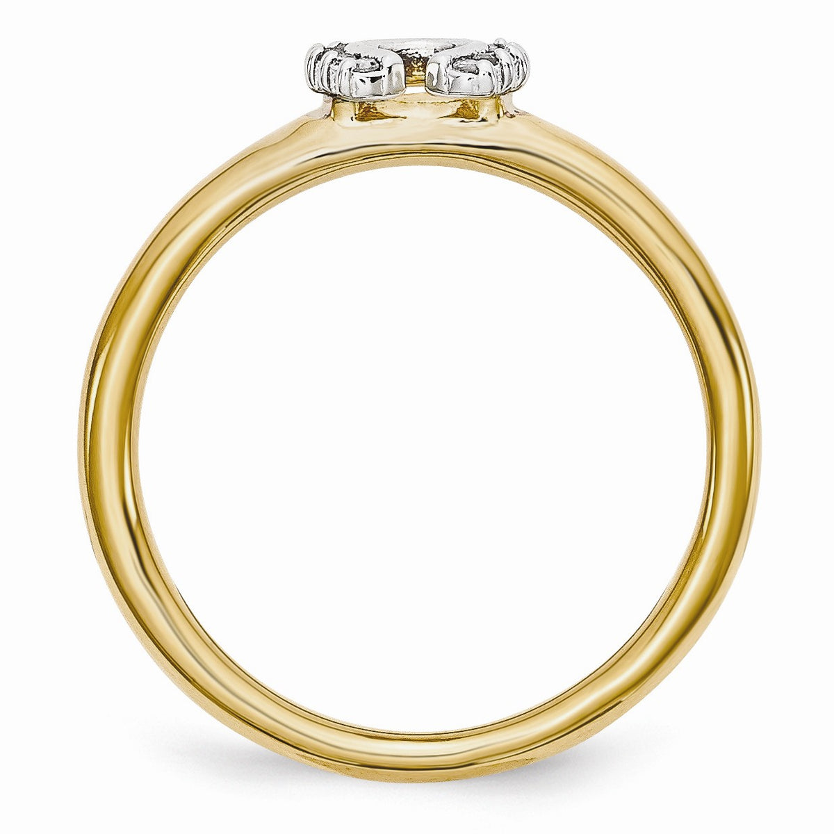 Alternate view of the Gold Tone Sterling Silver .07 Ctw Diamond 7mm Horseshoe Stack Ring by The Black Bow Jewelry Co.