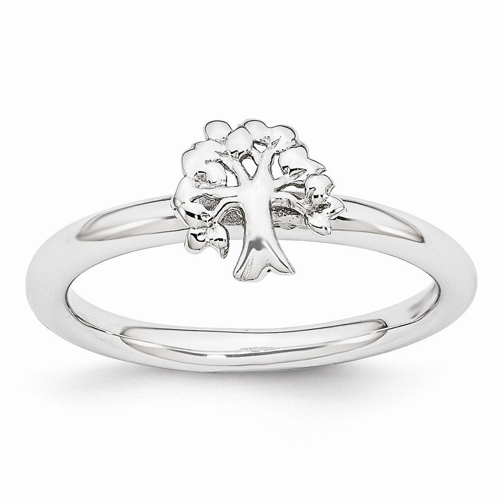 Rhodium Plated Sterling Silver Stackable Expressions 8mm Tree Ring, Item R10926 by The Black Bow Jewelry Co.