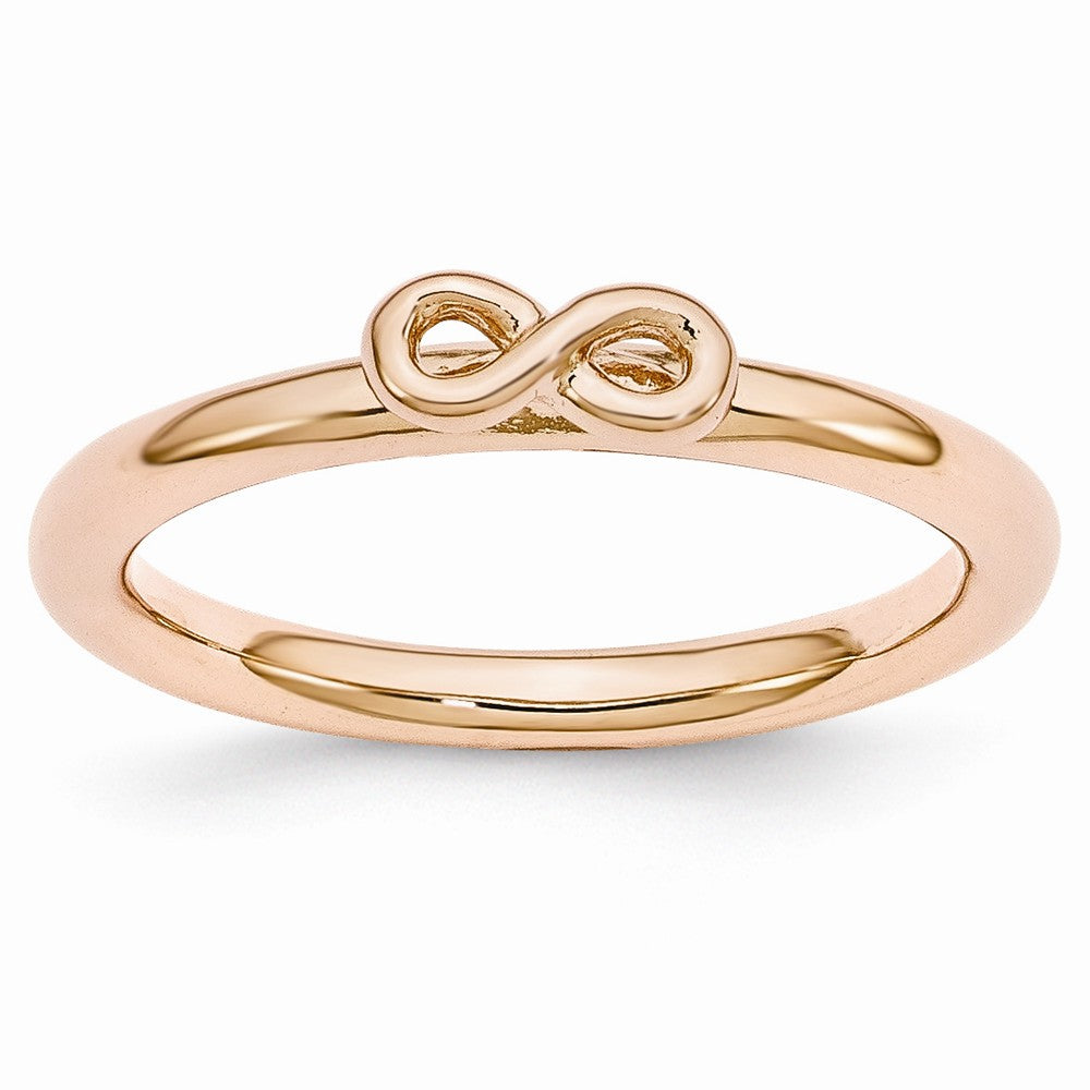 Rose Gold Tone Sterling Silver Stackable 2.5mm Infinity Symbol Ring, Item R10931 by The Black Bow Jewelry Co.