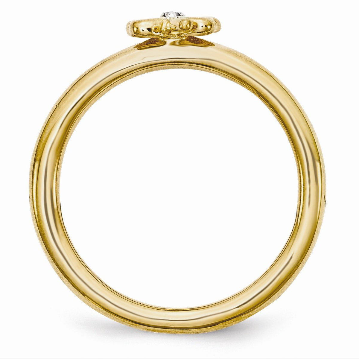 Alternate view of the Gold Tone Sterling Silver .005 Ct Diamond 6mm Clover Stackable Ring by The Black Bow Jewelry Co.