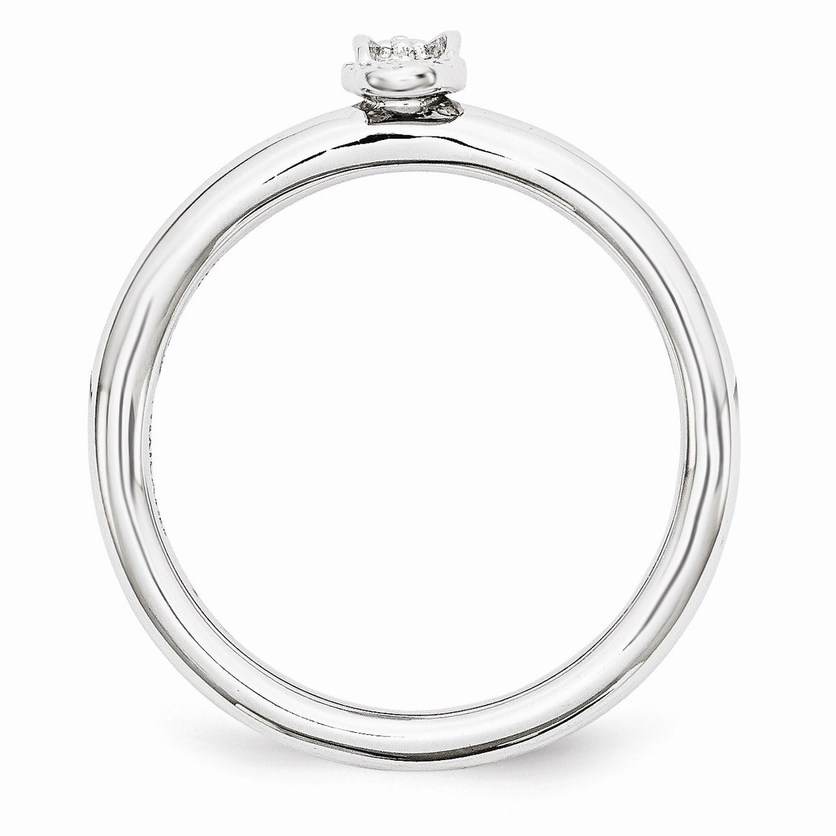 Alternate view of the Rhodium Plated Sterling Silver Stackable 7.5mm Flip Flop Ring by The Black Bow Jewelry Co.
