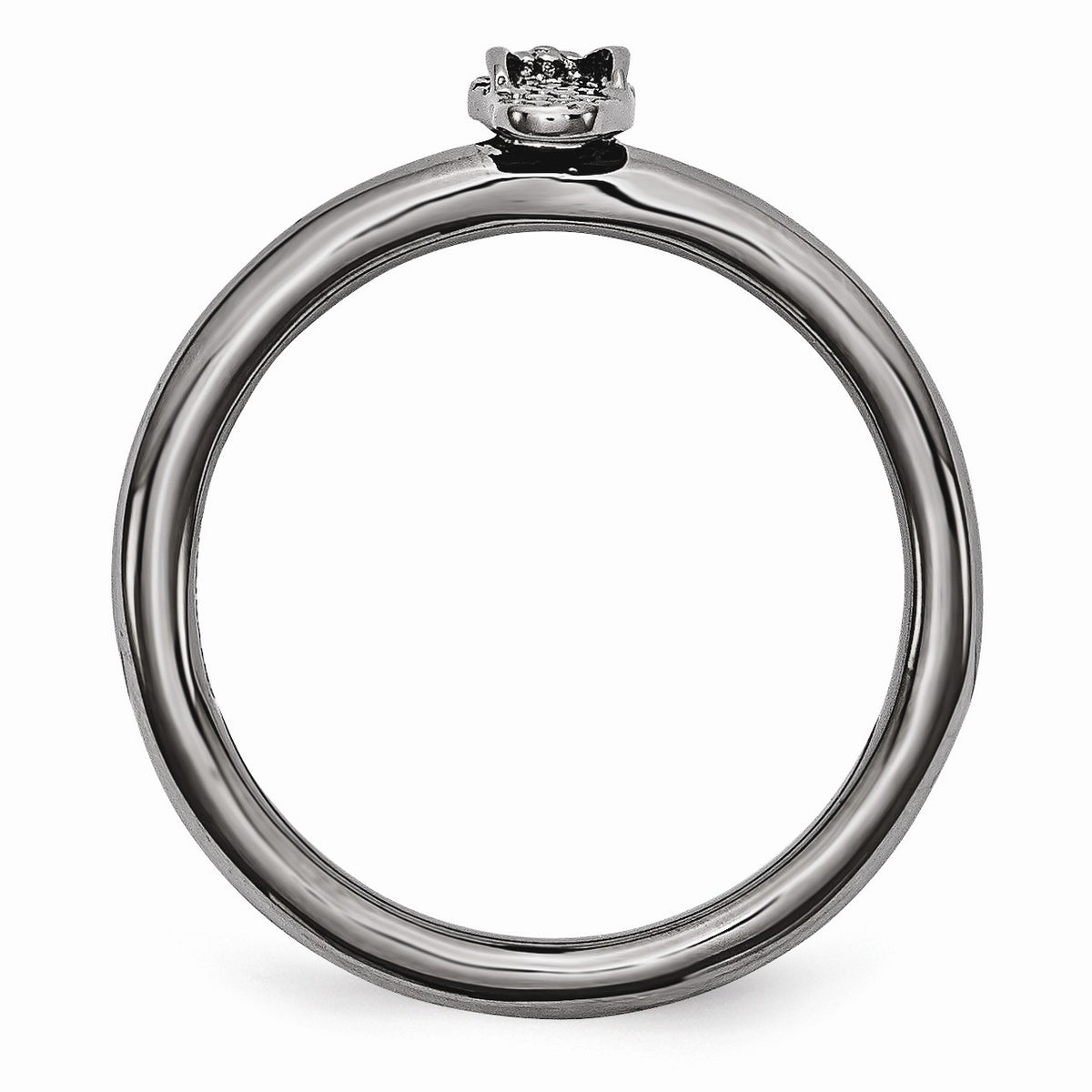Alternate view of the Black Plated Sterling Silver Stackable 7.5mm Flip Flop Ring by The Black Bow Jewelry Co.