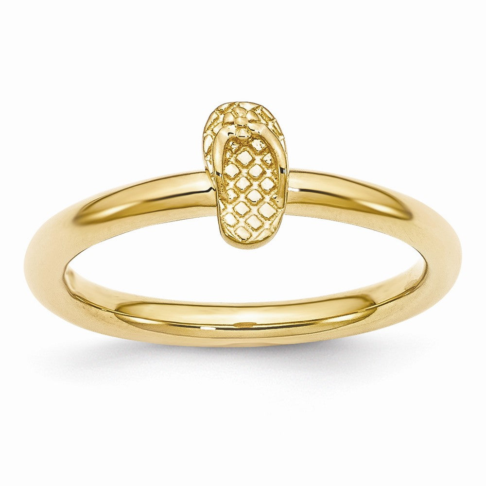 Gold Tone Plated Sterling Silver Stackable 7.5mm Flip Flop Ring, Item R10937 by The Black Bow Jewelry Co.