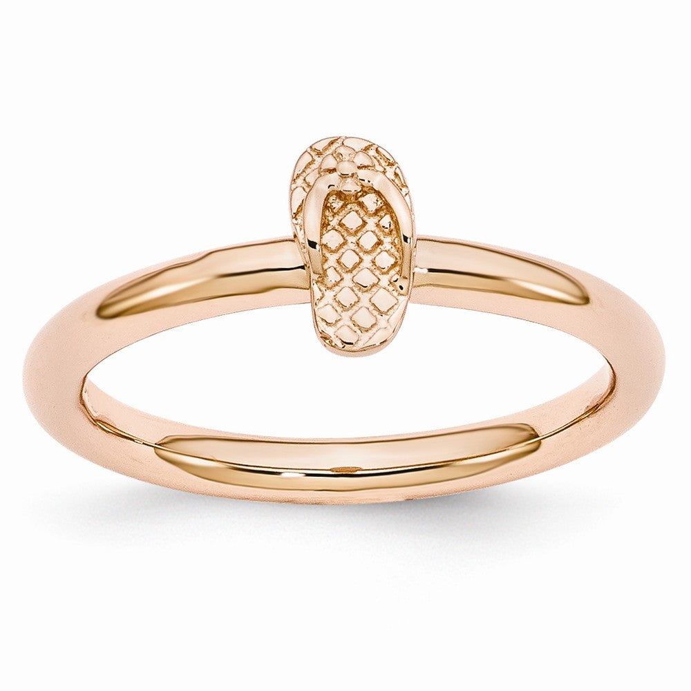 Rose Gold Tone Plated Sterling Silver Stackable 7.5mm Flip Flop Ring, Item R10938 by The Black Bow Jewelry Co.