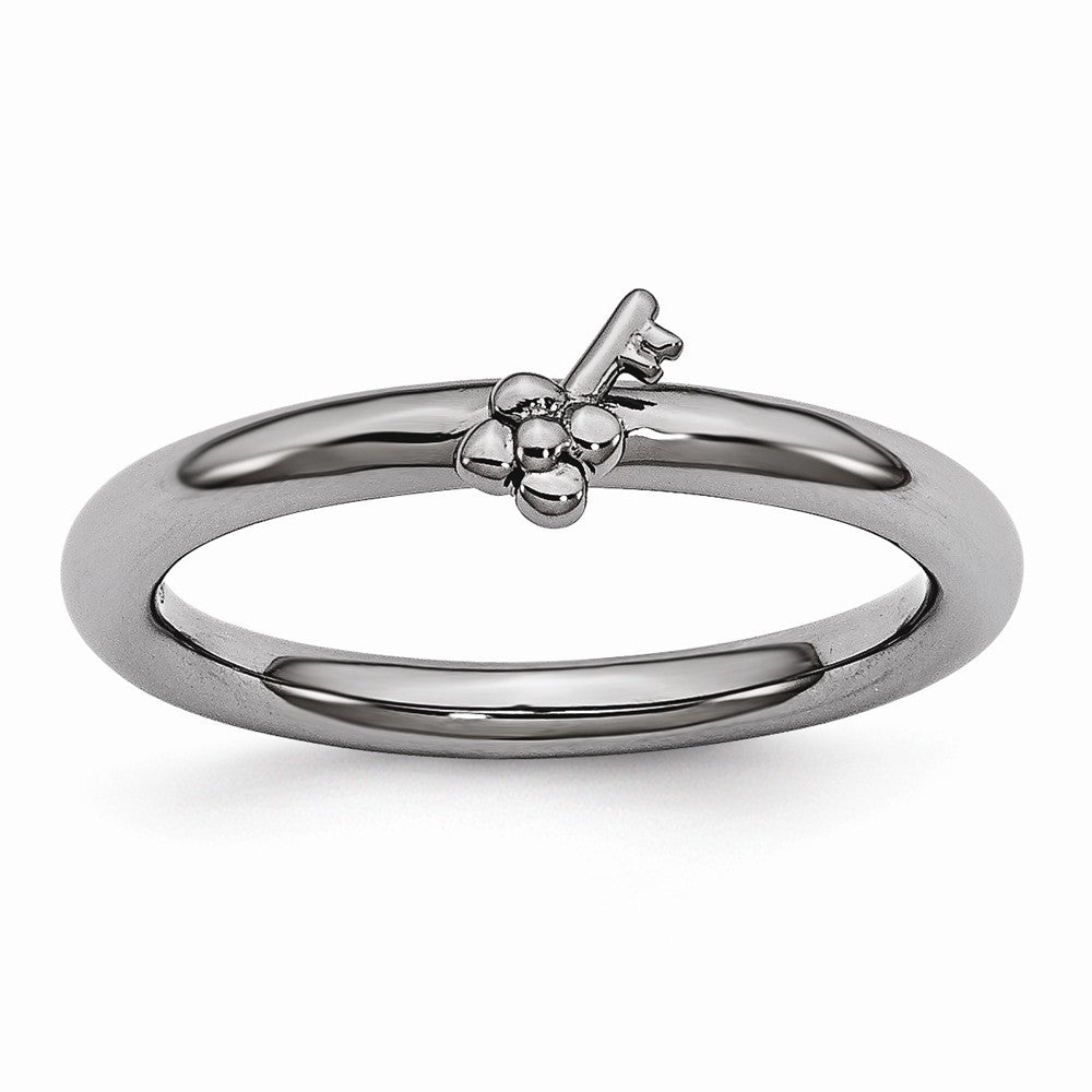 Black Plated Sterling Silver Stackable Expressions 5mm Key Ring, Item R10940 by The Black Bow Jewelry Co.