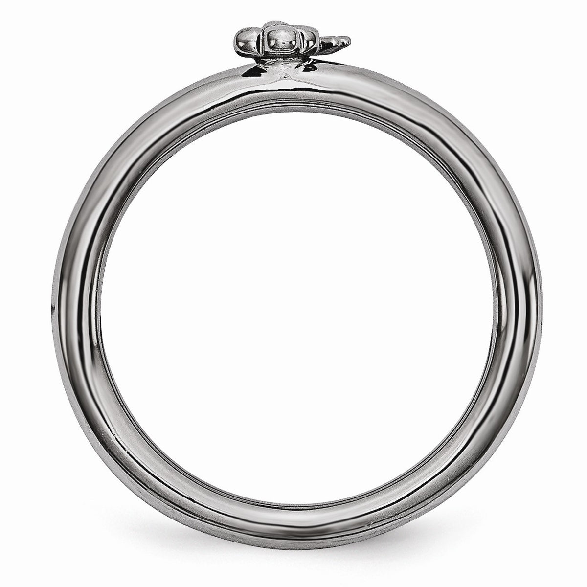 Alternate view of the Black Plated Sterling Silver Stackable Expressions 5mm Key Ring by The Black Bow Jewelry Co.