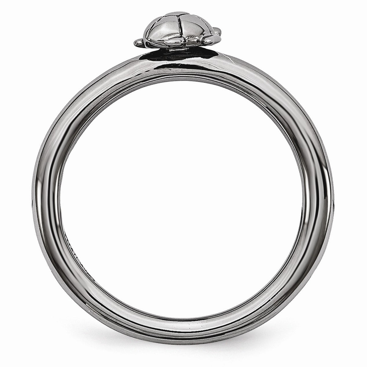 Alternate view of the Black Plated Sterling Silver Stackable 8mm Sea Turtle Ring by The Black Bow Jewelry Co.