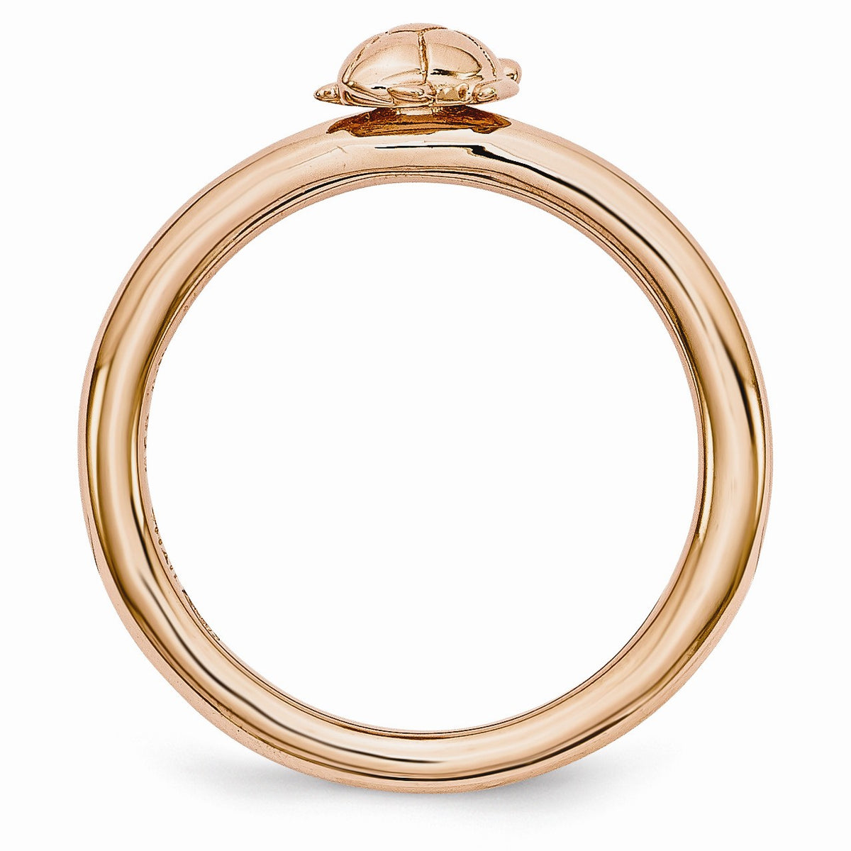 Alternate view of the Rose Gold Tone Plated Sterling Silver Stackable 8mm Sea Turtle Ring by The Black Bow Jewelry Co.