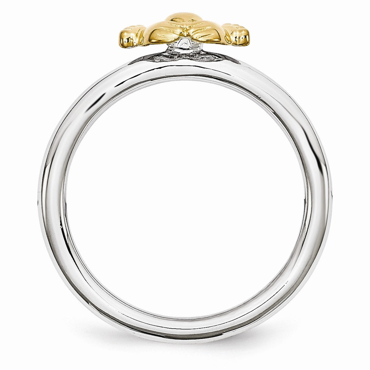 Alternate view of the Rhodium &amp; Gold Tone Plated Sterling Silver Stackable Claddagh Ring by The Black Bow Jewelry Co.
