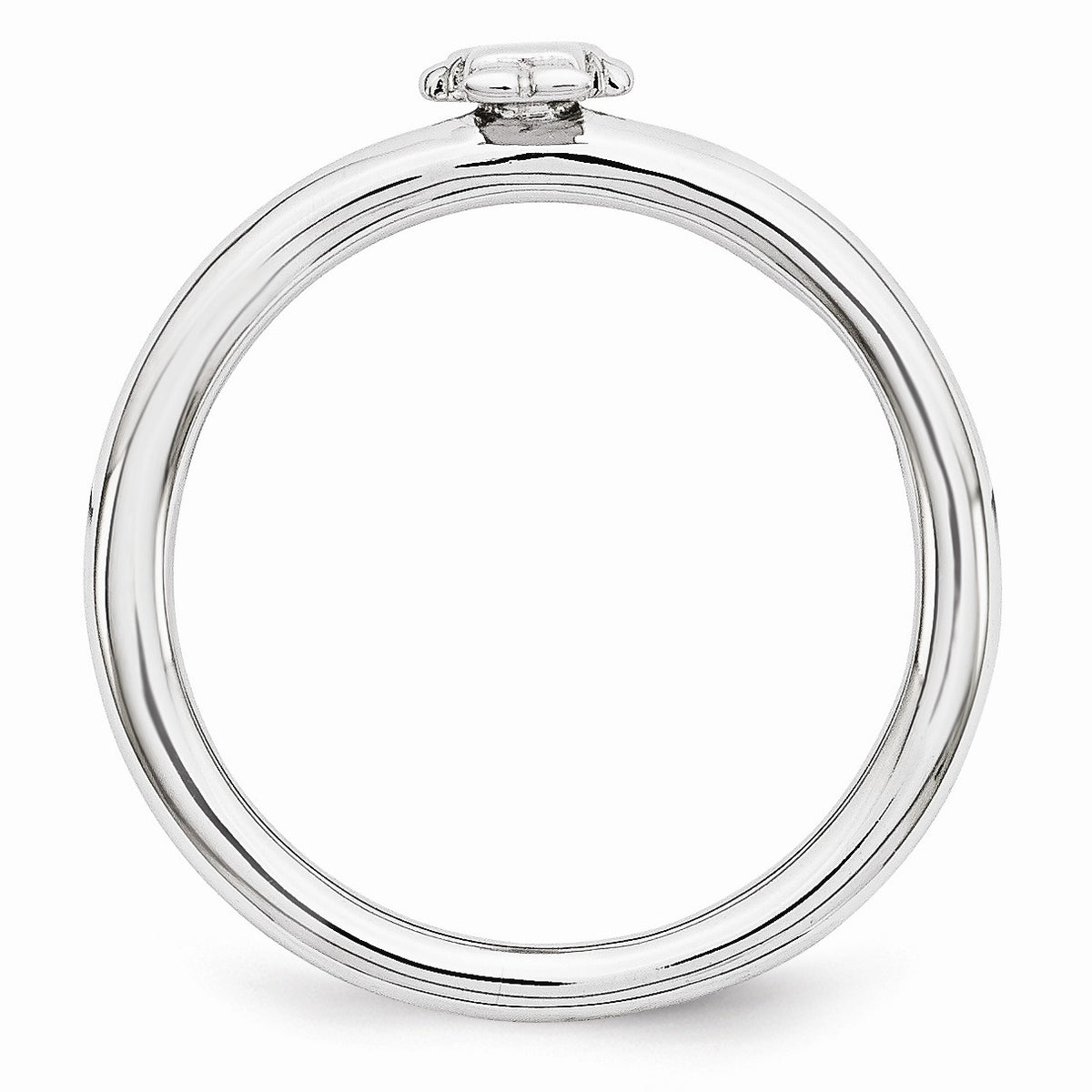 Alternate view of the Rhodium Plated Sterling Silver Stackable 7mm Polished Boy Ring by The Black Bow Jewelry Co.