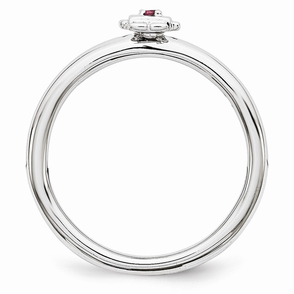 Alternate view of the Rhodium Plated Sterling Silver Stackable Tourmaline 7mm Girl Ring by The Black Bow Jewelry Co.