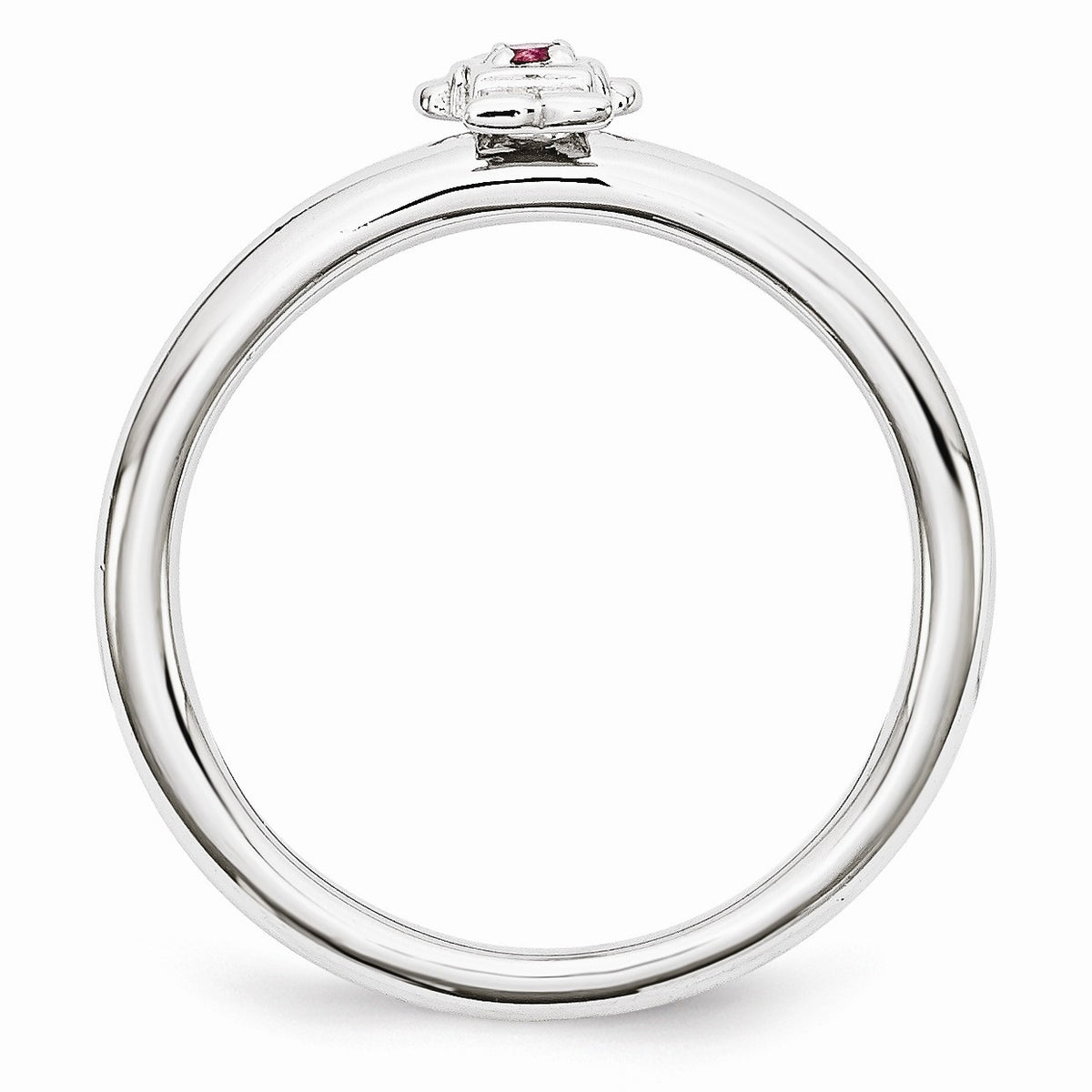 Alternate view of the Rhodium Plated Sterling Silver Stackable Tourmaline 7mm Boy Ring by The Black Bow Jewelry Co.