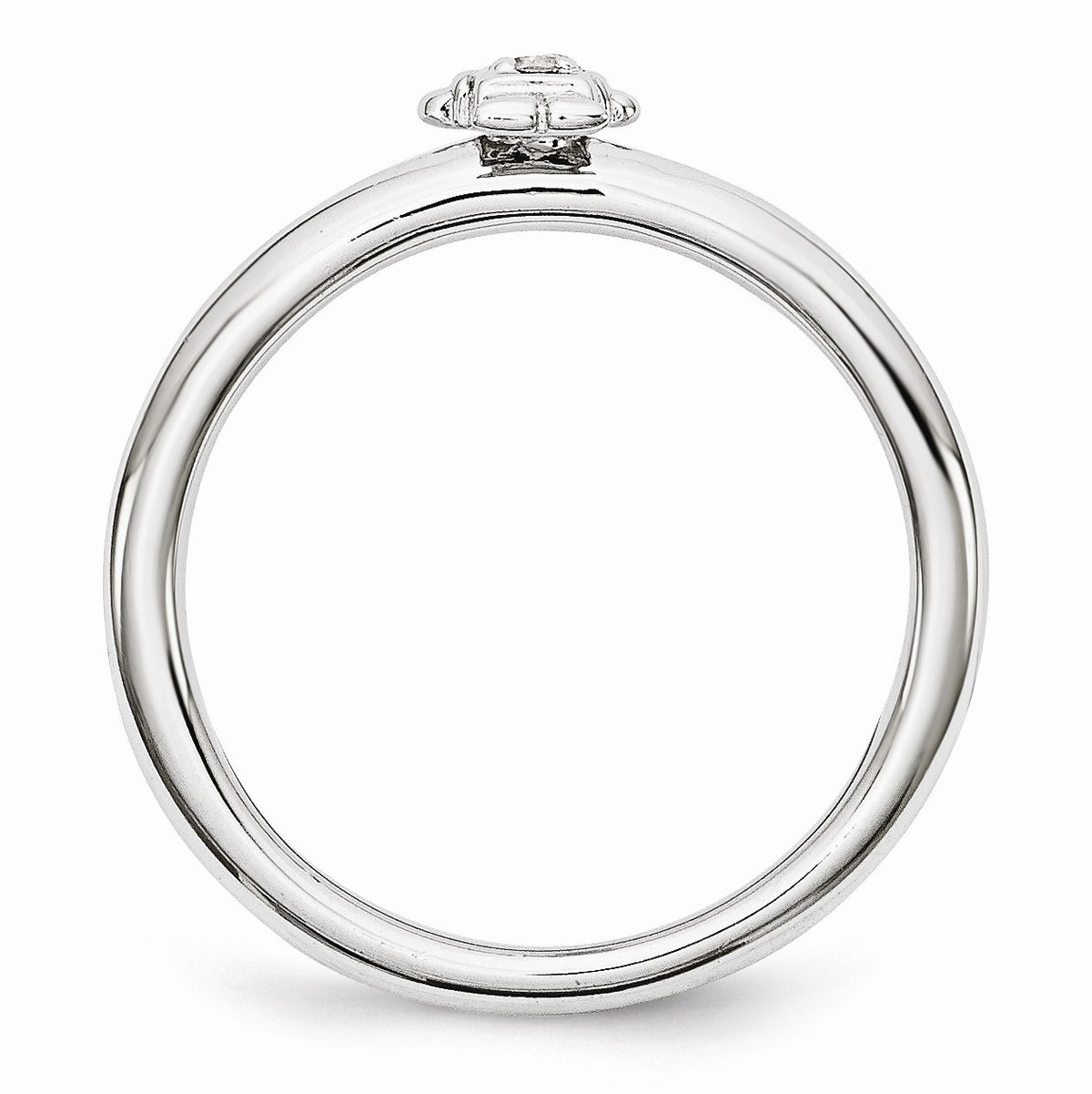 Alternate view of the Rhodium Plated Sterling Silver Stackable White Topaz 7mm Boy Ring by The Black Bow Jewelry Co.