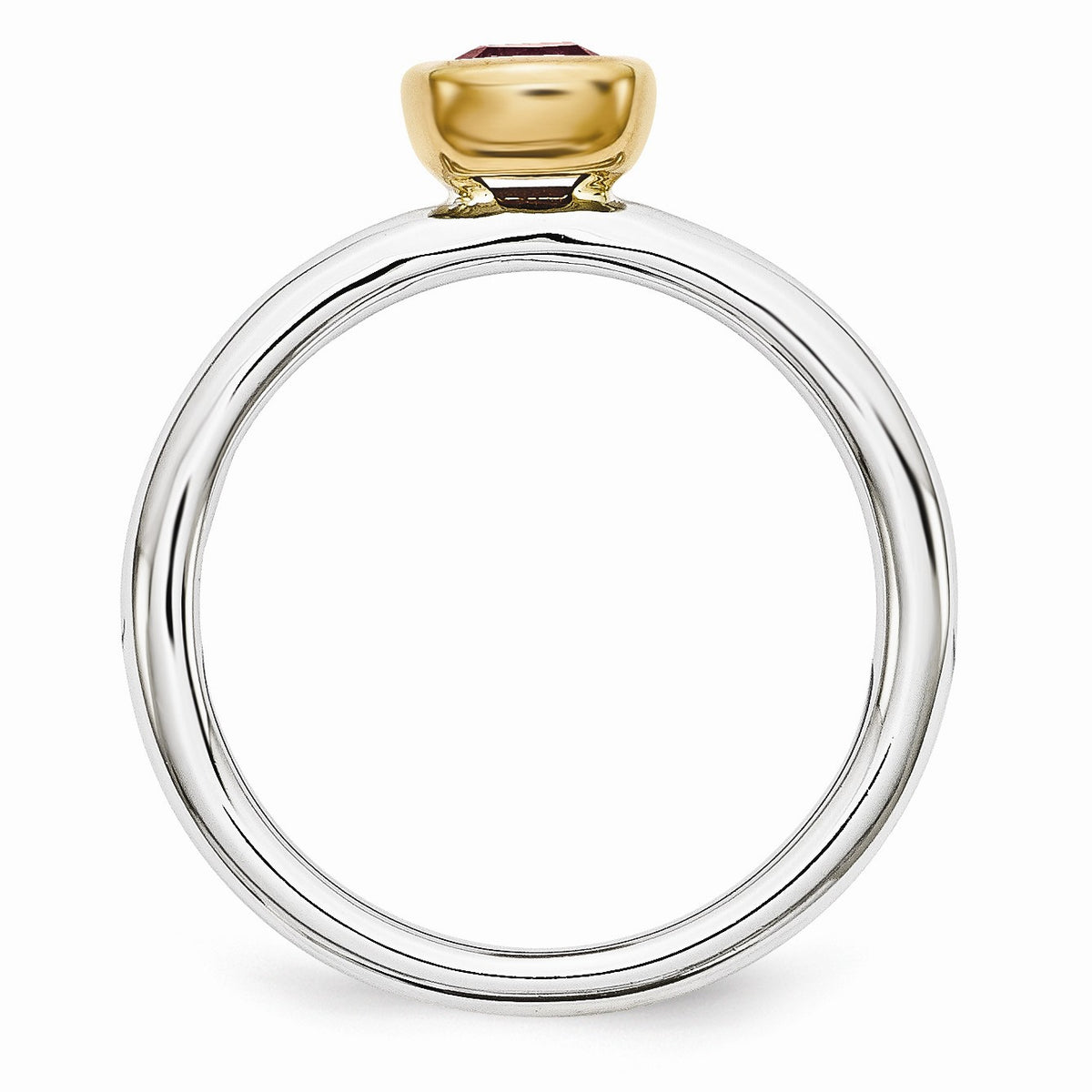 Alternate view of the Two Tone Sterling Silver Stackable 5mm Cushion Tourmaline Ring by The Black Bow Jewelry Co.