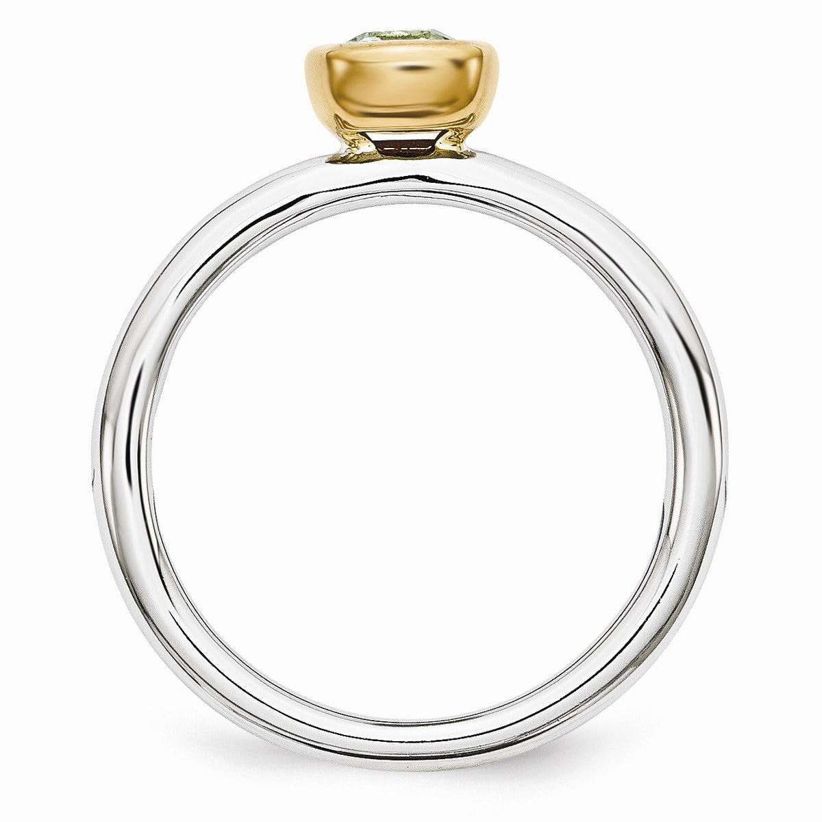 Alternate view of the Two Tone Sterling Silver Stackable 5mm Cushion Aquamarine Ring by The Black Bow Jewelry Co.