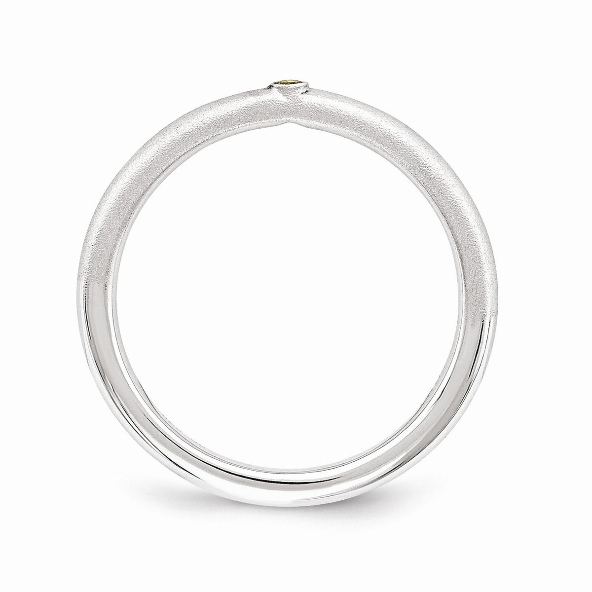 Alternate view of the Satin Sterling Silver Stackable 1 Pt. Yellow Diamond 2.5mm Band by The Black Bow Jewelry Co.