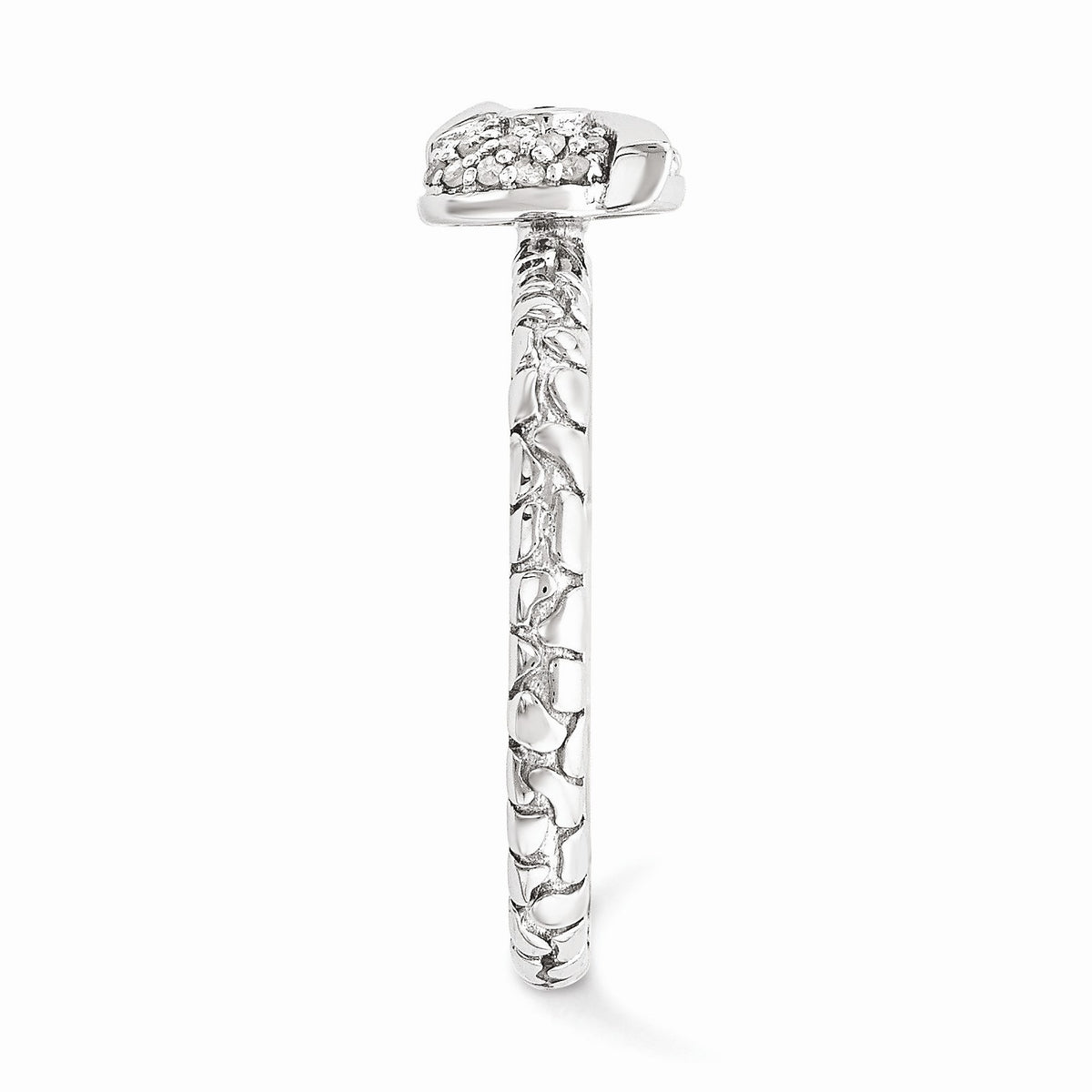 Alternate view of the Sterling Silver, Garnet & .135 Ctw I3 H-I Diamond 7mm Owl Stack Ring by The Black Bow Jewelry Co.