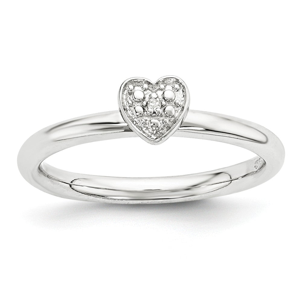Sterling Silver Stackable 1/2pt I3, H-I Diamond 5mm Heart Ring, Item R11034 by The Black Bow Jewelry Co.