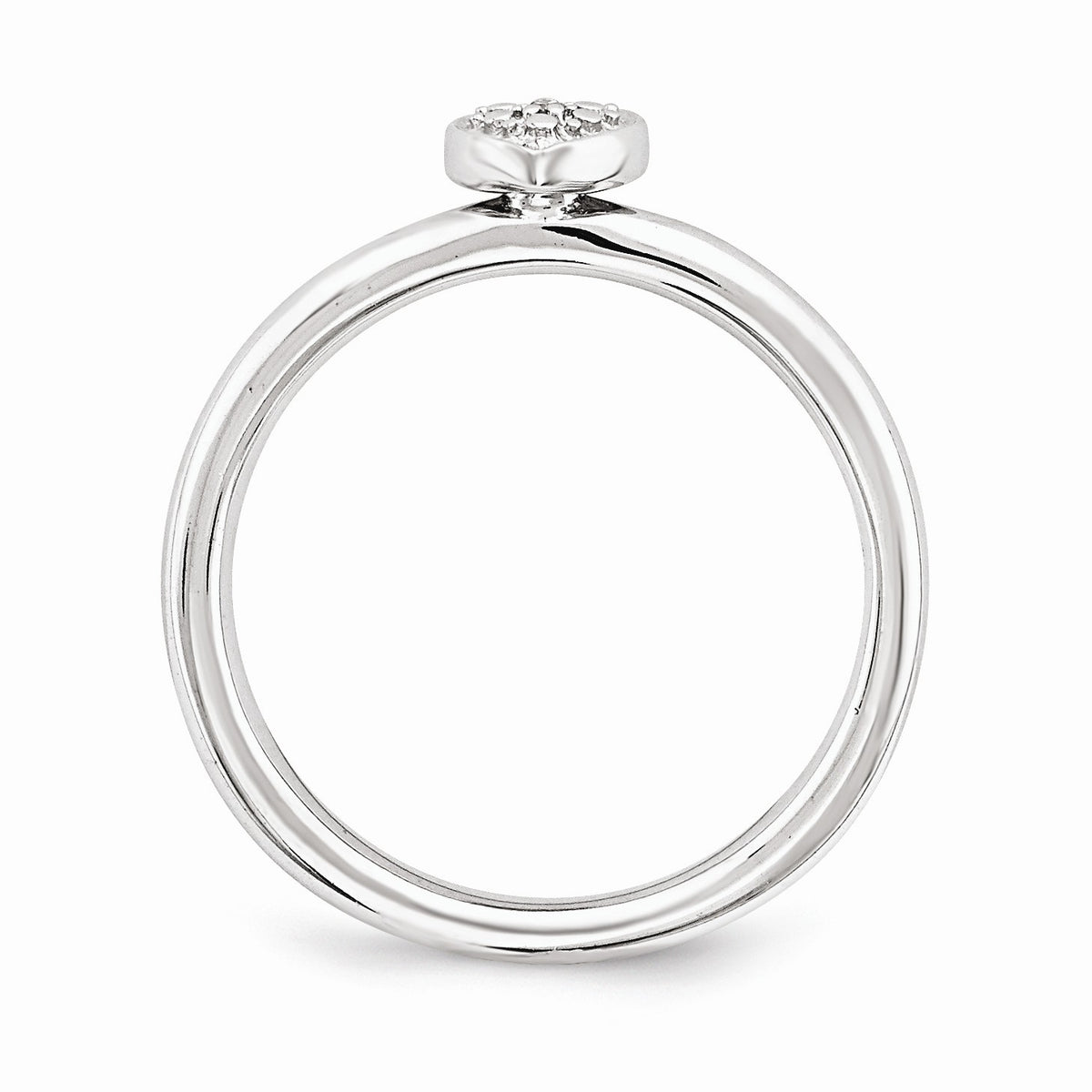 Alternate view of the Sterling Silver Stackable 1/2pt I3, H-I Diamond 5mm Heart Ring by The Black Bow Jewelry Co.