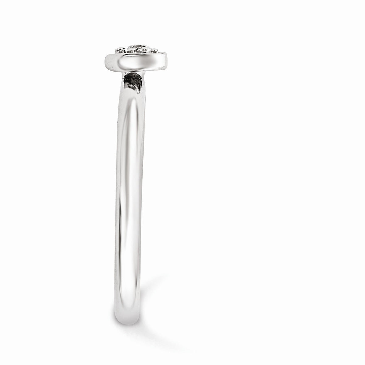 Alternate view of the Sterling Silver Stackable 1/2pt I3, H-I Diamond 5mm Heart Ring by The Black Bow Jewelry Co.